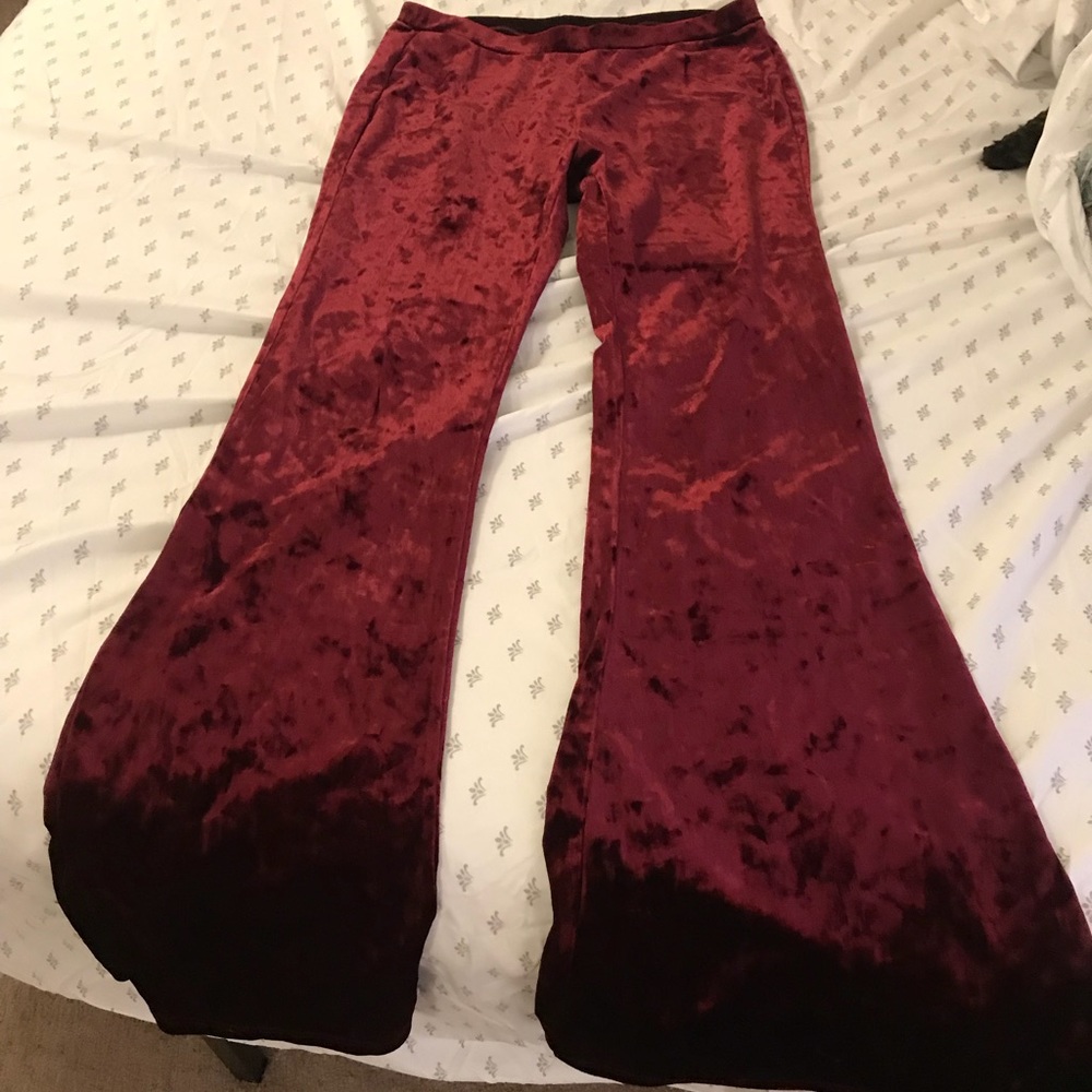 Flare maroon velvet pants